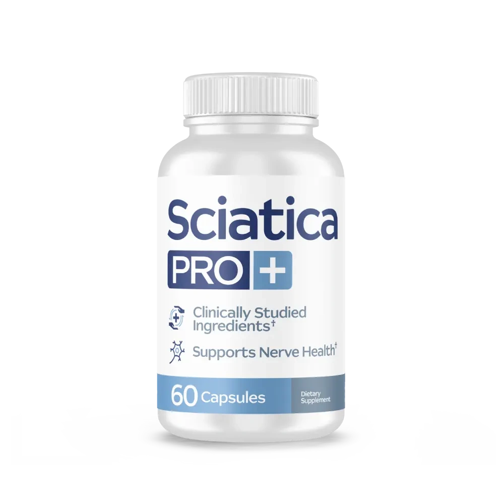 A Sciatica PRO+ bottle, 60 capsules, front label